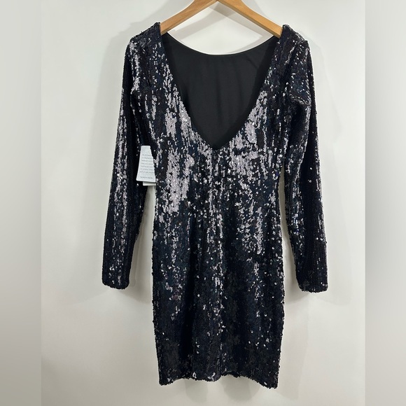 Dress the Population Lola Black Sequin Dress Size Medium NWT - Picture 3 of 7
